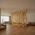 Artistic Sculptural Wood Room Divider For Living Room And Office