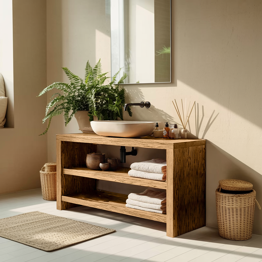 Farmhouse Wooden Vanity For Cozy Bathroom Spaces