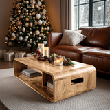 Farmhouse Live Edge Coffee Table For Holiday Entryway Design