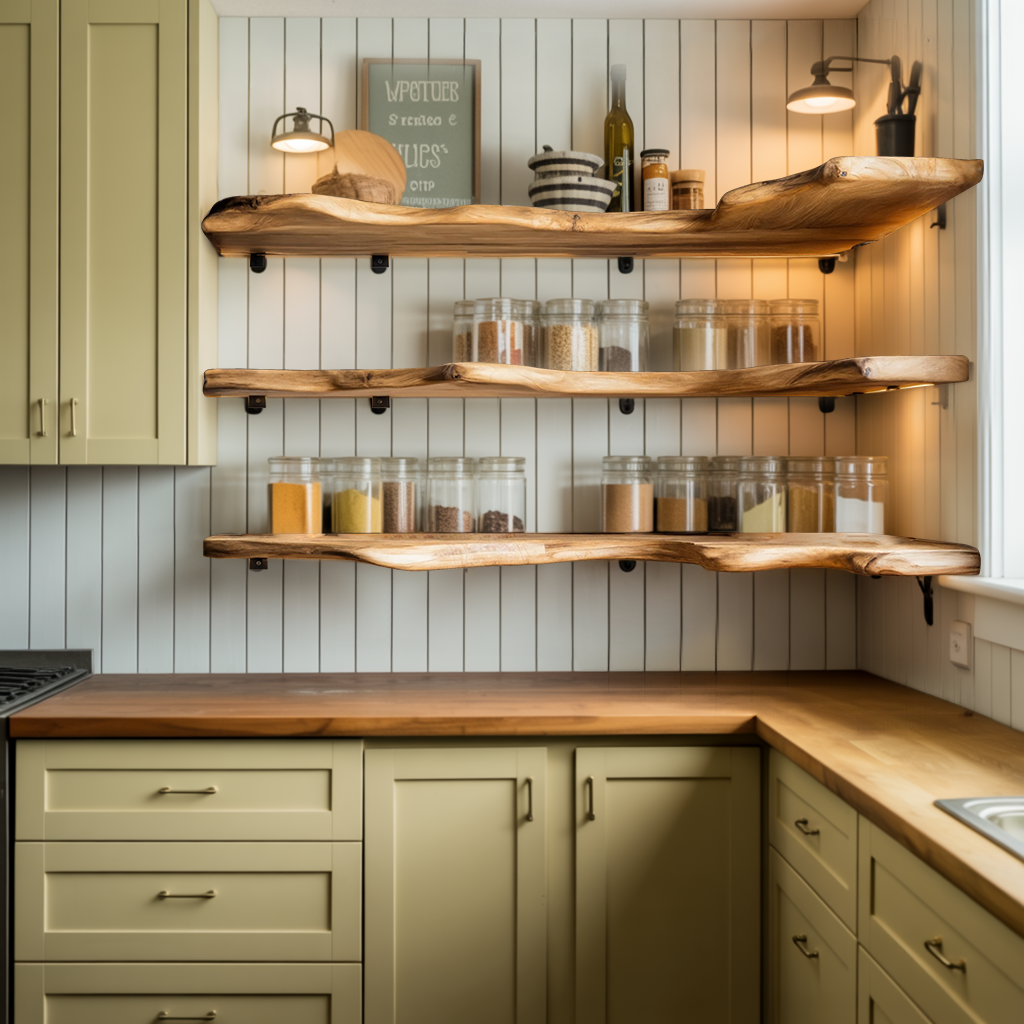 Farmhouse Wooden Spice Rack Shelf For Kitchen Decor