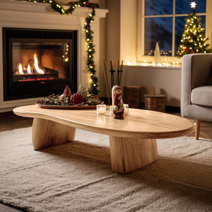 Rustic Solid Wood Coffee Table For Holiday Decoration