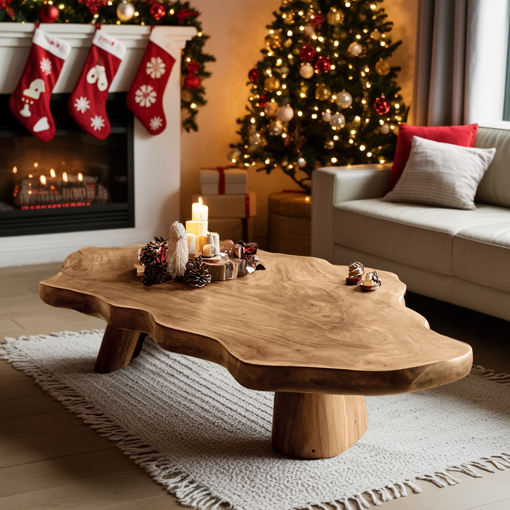 Mid Century Rustic Live Edge Coffee Table For Holiday Furniture