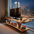 Farmhouse Live Edge Entryway TV Stand For Festive Home Style