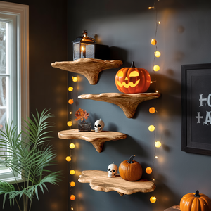 Modern Live Edge Mushroom Shelf For Halloween Entryway Design
