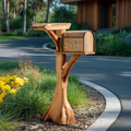 Modern Wooden Sculpture Mailbox For Garden Patio Furniture Design