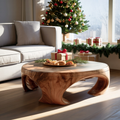 Farmhouse Wooden Coffee Table For Living Room Holiday Decoration