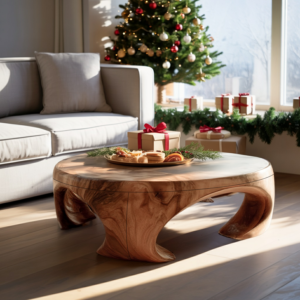 Farmhouse Wooden Coffee Table For Living Room Holiday Decoration