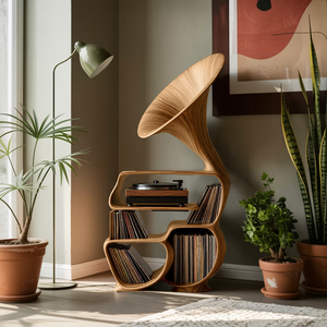 Mid Century Record Player Stand For Bedroom Decor