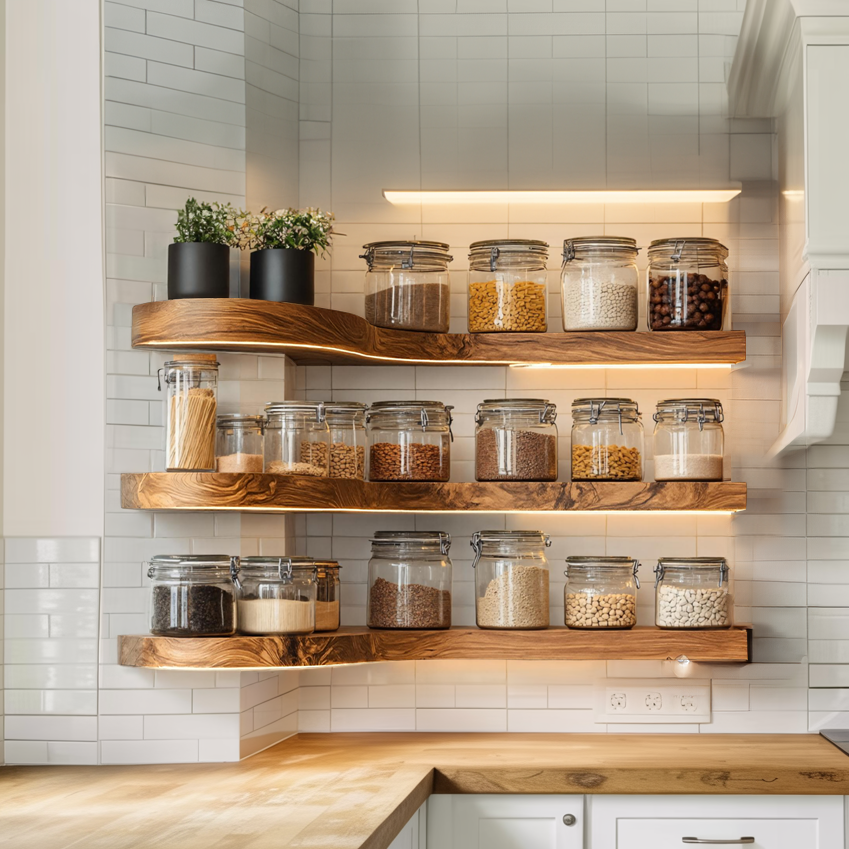 Mid Century Handmade Spice Storage For Kitchen Wall