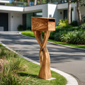Modern Solid Wood Sculpture Mailbox For Garden Yard Decoration