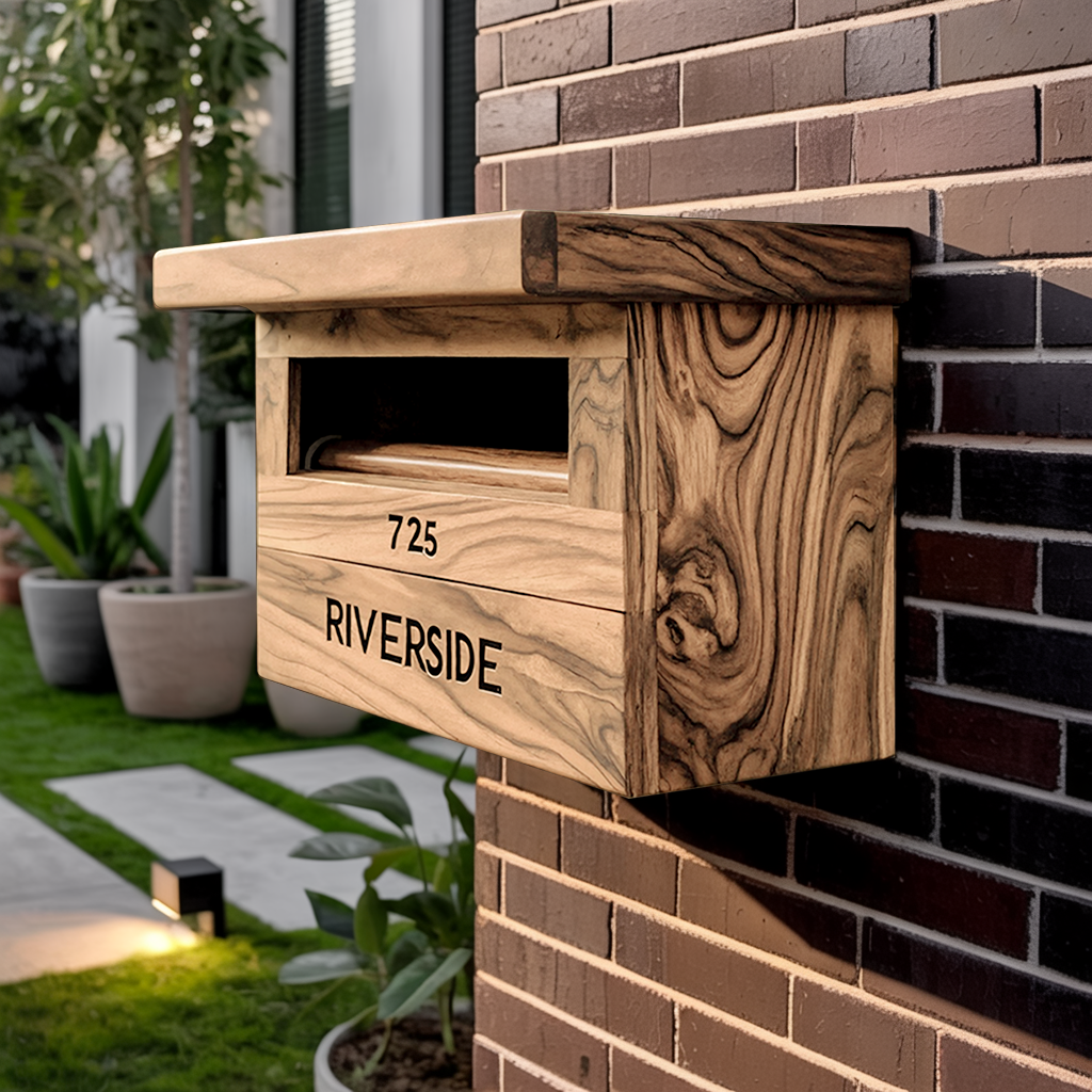 Farmhouse Solid Wood Sculpture Mailbox For Garden Outdoor Accent