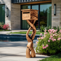 Farmhouse Solid Wood Sculpture Mailbox For Garden Furniture Decor