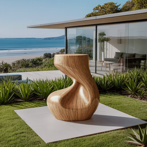 Handcrafted Solid Wood Abstract Sculpture For Entryway