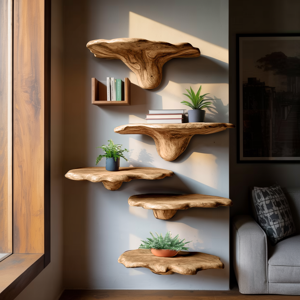 Modern Wooden Mushroom Shelf Furniture Decor For Home