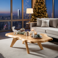 Rustic Live Edge Coffee Table Solid Wood For Christmas Furniture