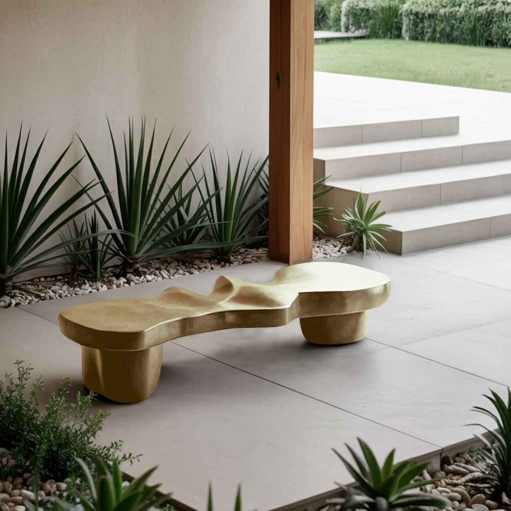 Contemporary Sculptural Wood Bench For Modern Living Room Or Gallery