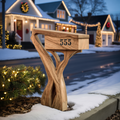 Farmhouse Wooden Sculpture Mailbox For Garden Patio Rustic Decor