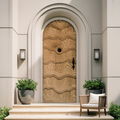 Artistic Arched Front Door With Carved Wave For Villa Or Architecture