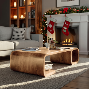 Modern Wooden Live Edge Coffee Table For Christmas Furniture Style