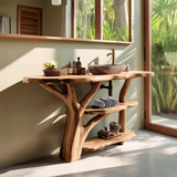 Modern Wooden Live Edge Bathroom Vanity For Stylish Furniture Design