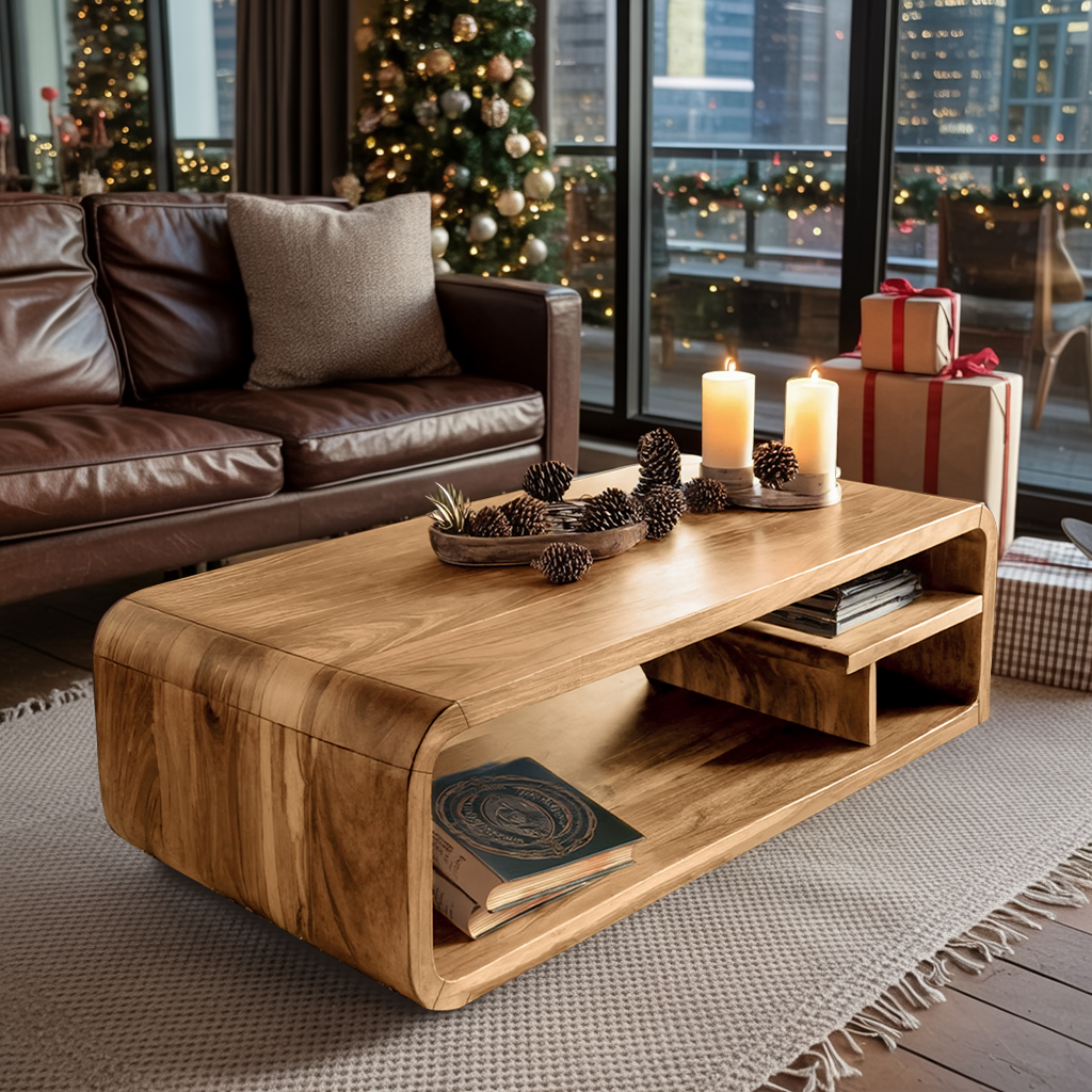 Mid Century Solid Wood Coffee Table For Holiday Furniture Accent