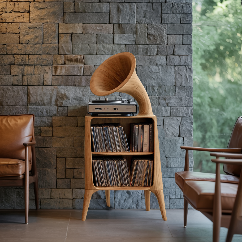 Mid Century Record Console Table For Livingroom