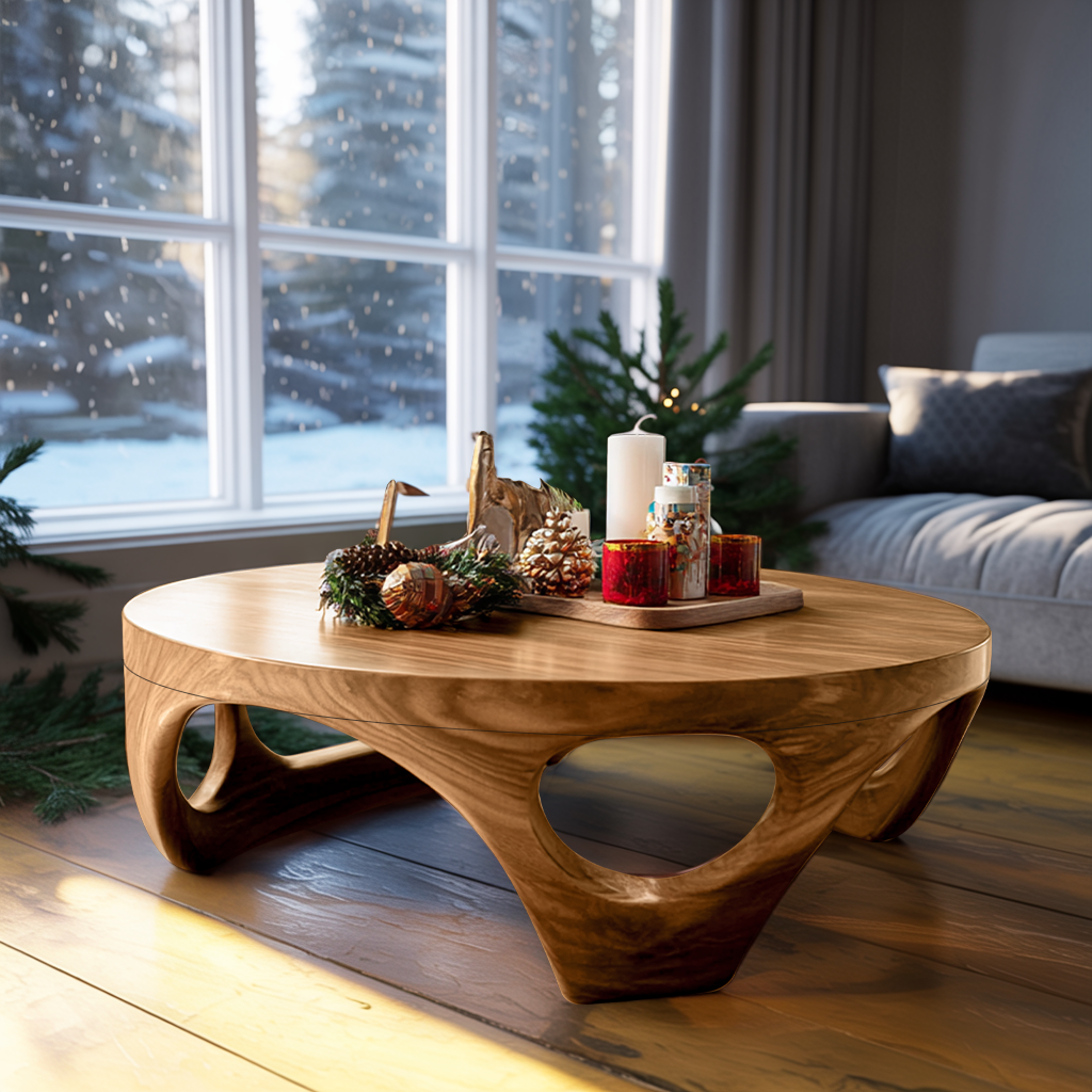 Rustic Wooden Coffee Table For Living Room Christmas Decoration