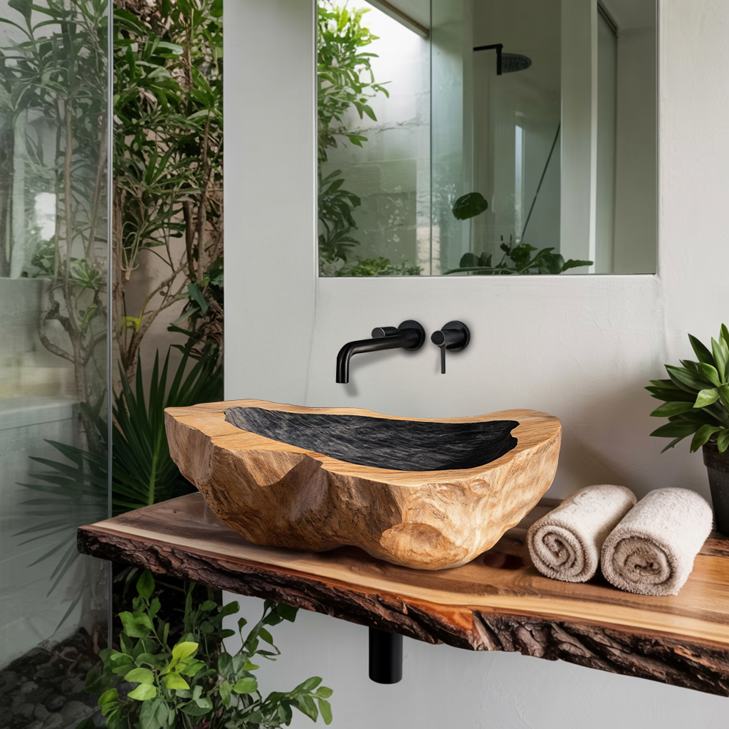 Farmhouse Handcrafted Wood Wash Basin For Bathroom Vanity