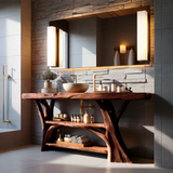 Handcrafted Wooden Live Edge Bathroom Vanity For Bathroom Furniture Decor