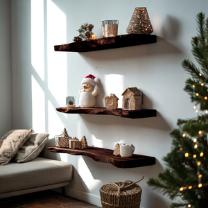 Handcrafted Live Edge Floating Shelf For Entryway Xmas Design