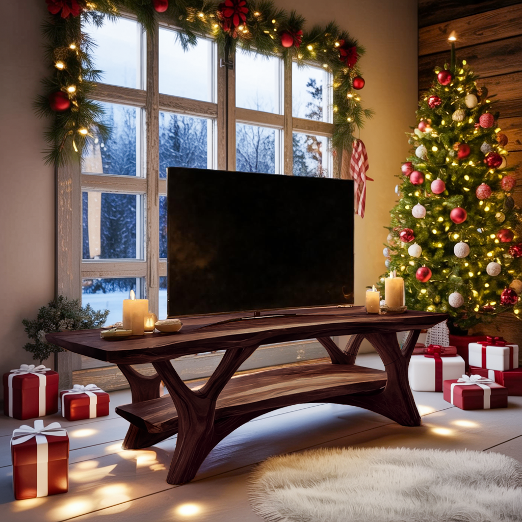 Farmhouse Solid Wood TV Console For Cozy Holiday Decor