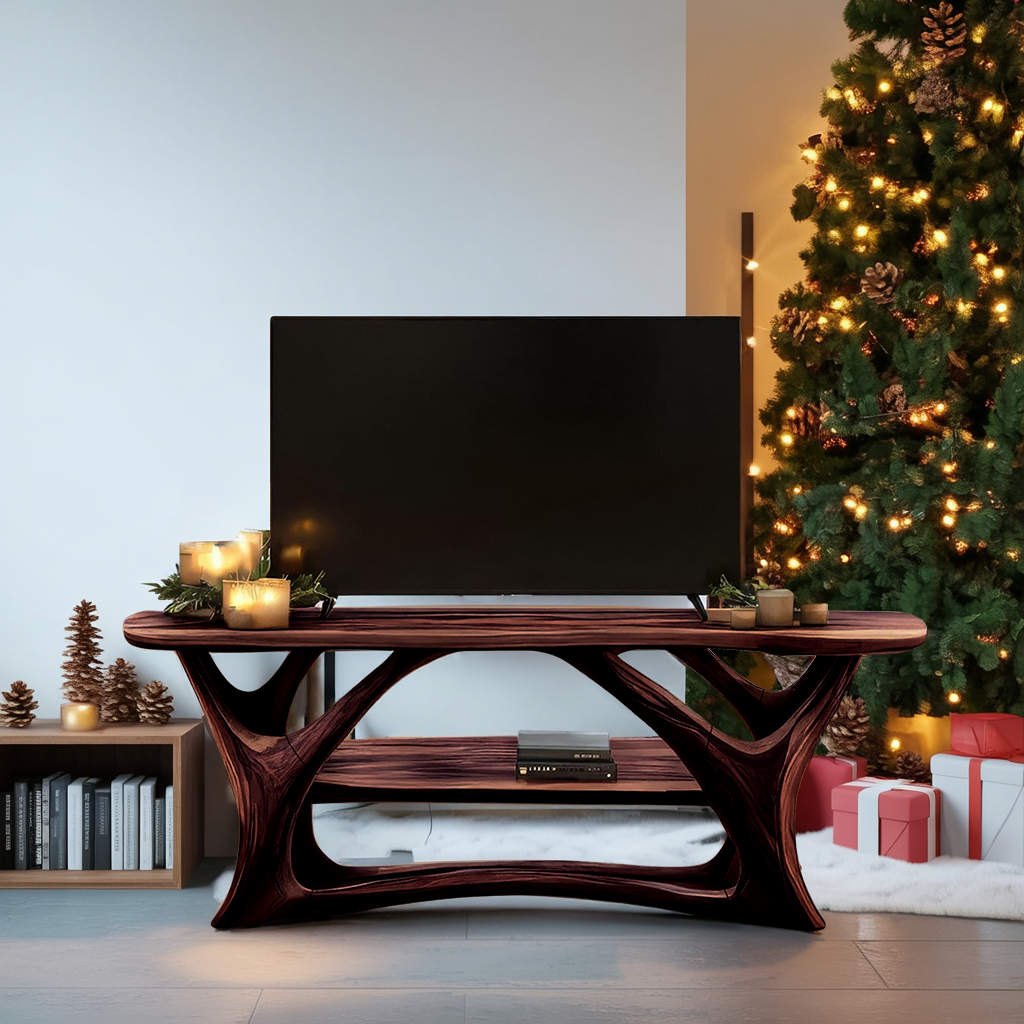 Farmhouse Live Edge TV Stand For Festive Living Room Decor