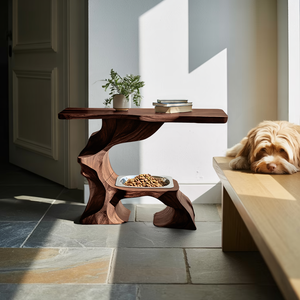 Farmhouse Style Wooden Dog Bowl For Pet Feeding