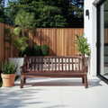 Contemporary Outdoor Wooden Bench With Curved Armrests For Garden Or Porch