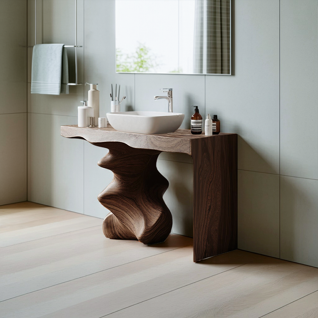 Mid Century Vanity For Organic Bathroom Interiors