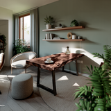 Modern Live Edge Wooden Desk With Metal Legs For Home Office Or Studio