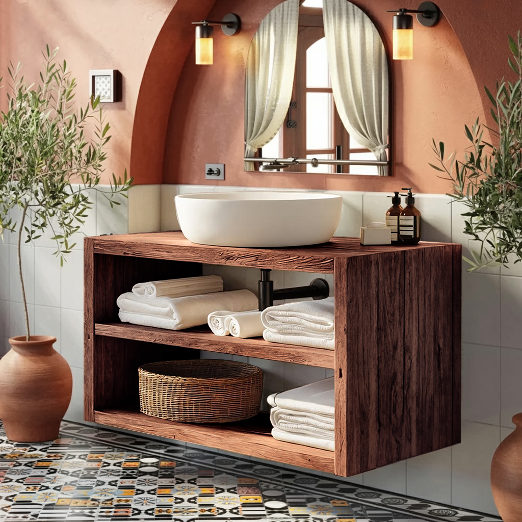 Wooden Bathroom Storage Cabinet For Rustic Decor Vibe