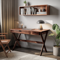 Scandinavian Wooden Desk with X Shaped Legs For Home Office Or Study