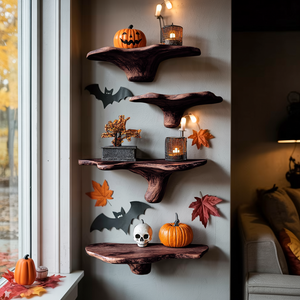 Farmhouse Wooden Mushroom Shelf For Halloween Party Decoration