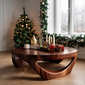 Mid Century Solid Wood Low Coffee Table For Holiday Entryway Decor