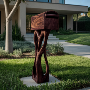 Modern Wooden Sculpture Mailbox For Patio Unique Garden Decoration