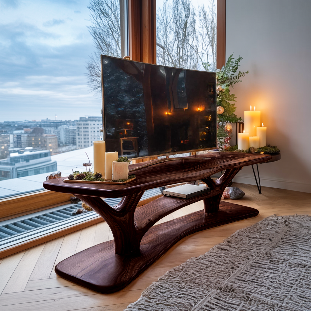 Modern Solid Wood TV Console For Festive Entryway Design