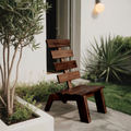 Modern Slatted Wood Outdoor Lounge Chair For Garden Or Patio