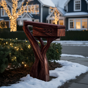 Farmhouse Wooden Sculpture Mailbox For Garden Patio Rustic Decor