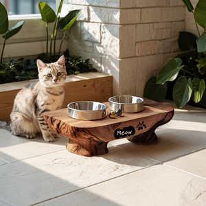 Rustic Dog Bowl Stand For Feeding In Kitchen Area