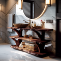 Handcrafted Solid Wood Bathroom Vanity For Luxury Bathroom Decoration