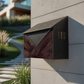 Modern Wooden Sculpture Mailbox For Outdoor Furniture Yard Accent