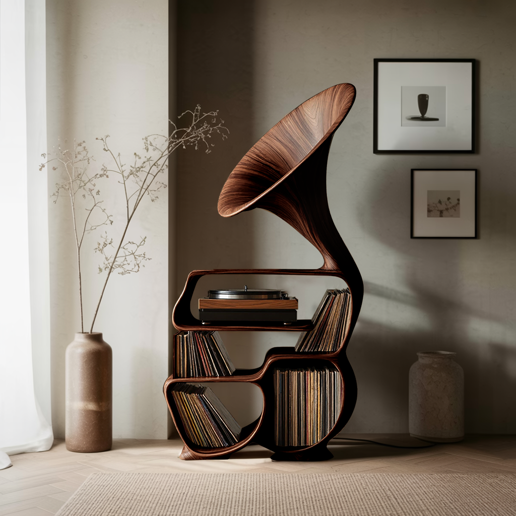 Mid Century Record Player Stand For Bedroom Decor