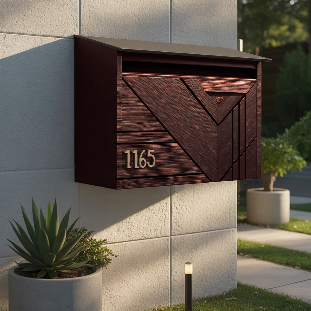 Farmhouse Wooden Sculpture Mailbox For Outdoor Patio Furniture Accent