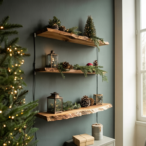Handcrafted Solid Wood Floating Shelf For Festive Entryway Design